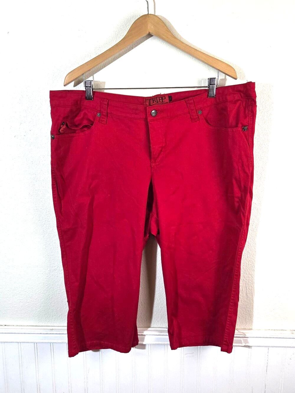 TRIPP NYC Red Capri Pants Womens 22 Plus Size Y2K Punk Goth Cotton Spandex